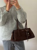 Torba Flora&Co torebka shopper zamsz eco brązowa czekoladowa jamnik viral