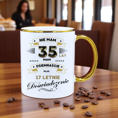 ZESTAW PODUSZKA I PIĘKNY KUBEK ORYGINALNY PREZENT 35 LAT NA URODZINY na Arena.pl
