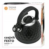 DUŻY czarny CZAJNIK NA GAZ indukcję czajnik z GWIZDKIEM 3L DIAMENT Festo