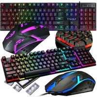 KLAWIATURA DLA GRACZY GAMINGOWA PODŚWIETLANA LED MYSZ MYSZKA ZESTAW
