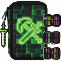 PIÓRNIK SZKOLNY TRZYKOMOROWY Z WYPOSAŻENIEM DLA CHŁOPCA PIXEL