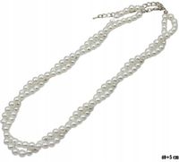 Korale koraliki perły perełki BIAŁY zapięcie przedłużka łańcuszek dł.45cm