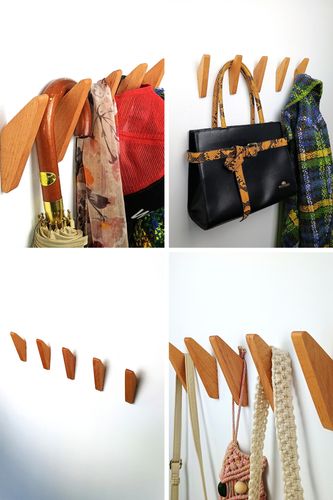 Wieszak z Drewna Litego Bukowego Własnej Roboty na Ścianę Korytarz Wiszący na Arena.pl