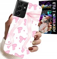 ETUI DO SAMSUNG GALAXY S21 Ultra - RÓŻOWE WSTAZKI WSTĄZKA MODNE WZORY CASE