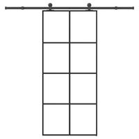 Drzwi przesuwne z osprzętem, 90x205 cm, szkło ESG i aluminium