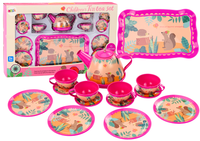 ZESTAW DO KAWY HERBATY FILIŻANKI CZAJNIK TACA RÓŻOWY