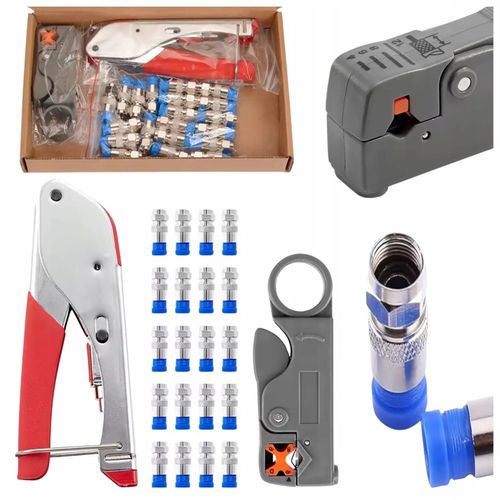 Zestaw Szczypce do Zaciskania Kabli Koncentrycznych RG59 RG6 Wtyki Ściągacz na Arena.pl