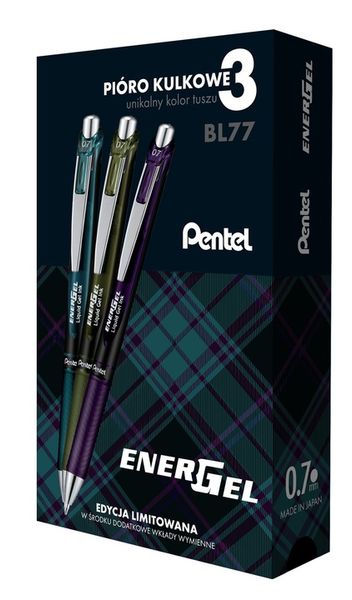 Zestaw trzech piór kulkowych Pentel BL77A2 zdjęcie 1