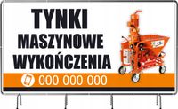 BANER REKLAMOWY 130x80 cm duży wybór wzorów TYNKI MASZYNOWE WYKOŃCZENIA