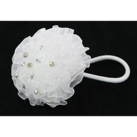 gumki do włosów pompon + cyrkonie białe 10szt.  G7905