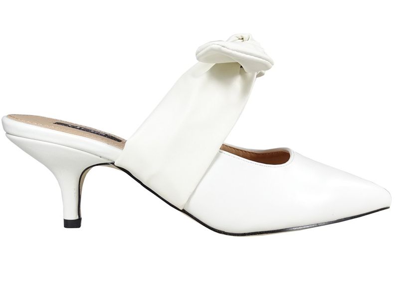 Białe szpilki klapki ślubne eko skóra 36 zdjęcie 1