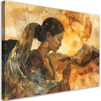 Obraz do salonu sypialni, Mistyczna Złota Abstrakcyjna Sylwetka