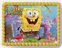 PROSTOKĄTNY OPŁATEK NA TORT A4 20x29CM - SPONGEBOB WZORY + IMIĘ