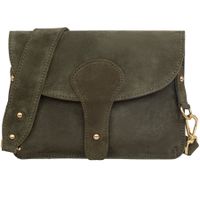 VERA PELLE torebka damska zamszowa listonoszka instagramka V694 oliwkowa