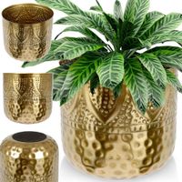 Doniczka Złota Osłonka Metalowa na Rośliny Kwiaty Zioła Donica