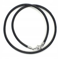 Rzemień Skórzany Czarny 3mm/40cm Stal chirurgiczna