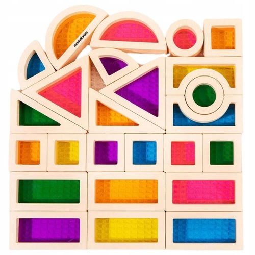 Tęczowe klocki drewniane - 25 elementów na Arena.pl