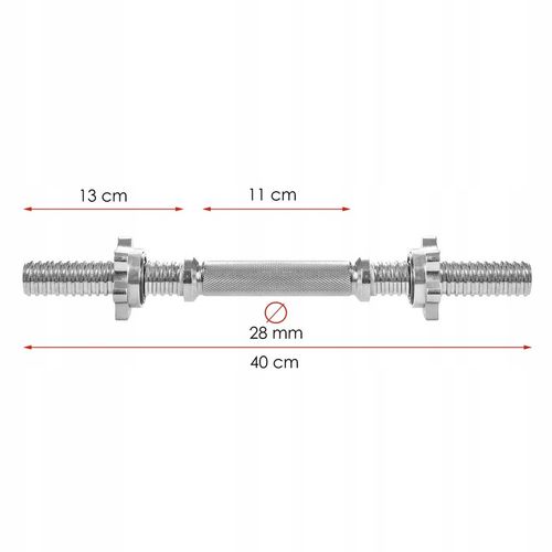 GRYF SZTANGIELKA + ZACISKI ZESTAW 40cm gryfik STAL 28mm do HANTLI KRÓTKI na Arena.pl