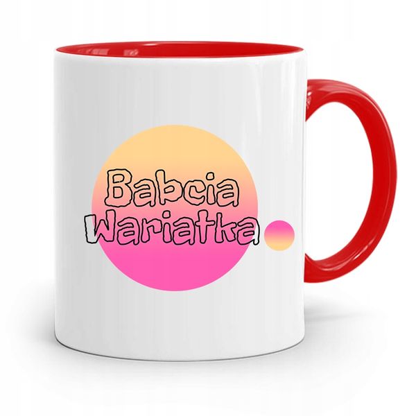 Kubek Czerwony Dla Babci Babcia Wariatka Z Nadrukiem Ze Zdjęciem zdjęcie 1