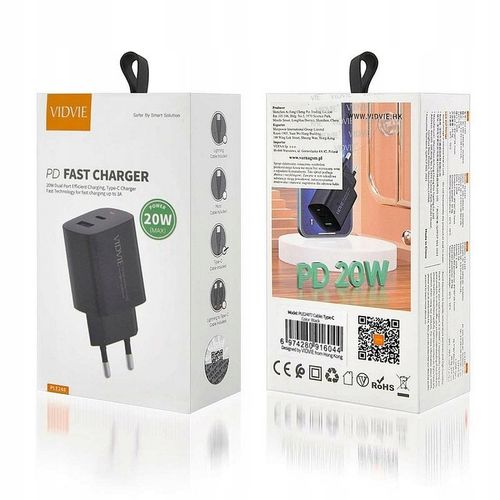 SZYBKA ŁADOWARKA SIECIOWA DO TELEFONU 2xUSB USB-C 20W PD QC 3.0 KABEL TYP C na Arena.pl