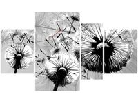 70CM 120CM OBRAZ 4 ELEM BIAŁE DMUCHAWCE SZARYM TLE ŚCIENNY