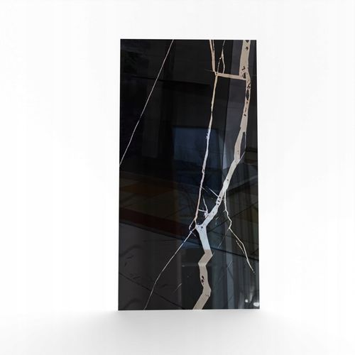 Czarna płytka gresowa polerowana z jasnymi żyłami marmuru, POŁYSK -gat. I na Arena.pl