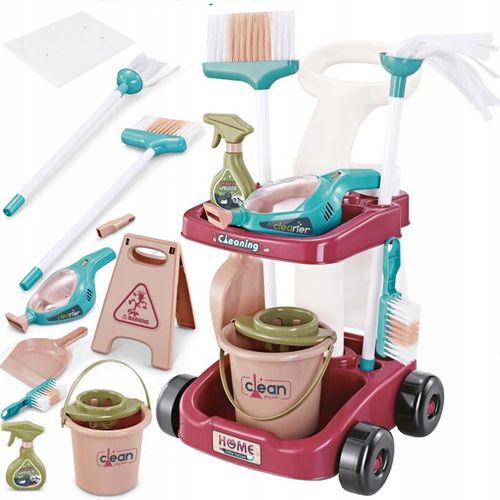 Zestaw do Sprzątania Czyszczenia dla Dzieci Wózek Mop Odkurzacz Miotła 16el na Arena.pl