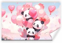 Fototapeta PREMIUM STRUKTURA ZMYWALANA dla dzieci Urocza ilustracja pand