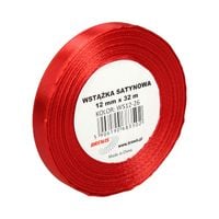 WSTĄŻKA SATYNOWA 12MM X 32M WS12-26 BREWIS CZERWONA