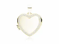 POZŁACANY SREBRNY WISIOREK OTWIERANE SERCE SEKRETNIK PUZDERKO CYRKONIE