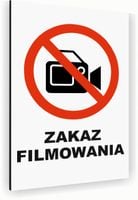 Tabliczka znak informacyjny 40x30 Biała ZAKAZ FILMOWANIA Aluminiowa