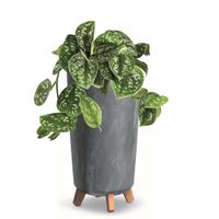 Donica wysoka okrągła 19,5 cm Beton ciemny szary