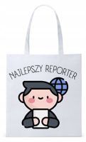 Dla Dziennikarza Prezent Torba Eco Biała Shopper Z Nadrukiem Ze Zdjęciem