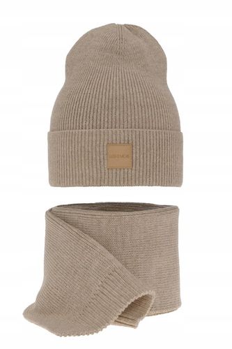 Komplet zimowy damski AGBO czapka + szalik NATHALIE - BEŻOWY na Arena.pl