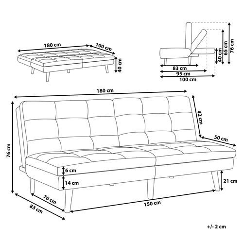Sofa rozkładana jasnoszara RONNE na Arena.pl