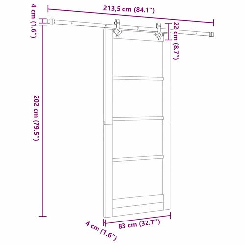 Przesuwne Drzwi Brązowy 83 x 202 cm Drewno i metal na Arena.pl