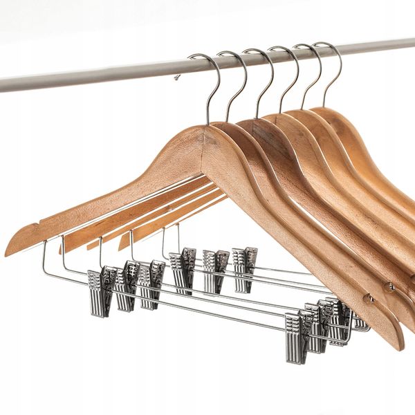 WIESZAKI NA UBRANIA DREWNIANE Z KLIPSAMI 6X ZESTAW zdjęcie 6