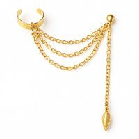 kolczyki nausznice z listkiem, łańcuszki k625z