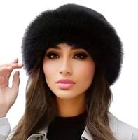 Czapka Damska Zimowa Modna Elegancka Ciepła Futrzana Futerkowa Czarna