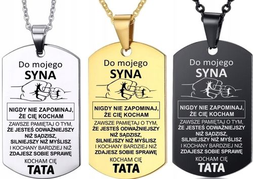 Naszyjnik Zawieszka stal z grawerem dla SYNA na Arena.pl