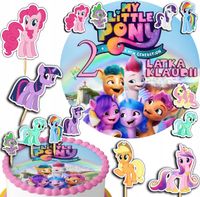 ZESTAW OPŁATEK NA TORT 20CM + TOPPERY PAPIEROWE - MY LITTLE PONY 15CM 18CM