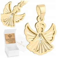 Złota zawieszka medalik ANIOŁEK DIAMENTOWANY 585 DELIKATNY CHRZEST KOMUNIA