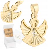 Złota zawieszka medalik ANIOŁEK DIAMENTOWANY 585 DELIKATNY CHRZEST KOMUNIA