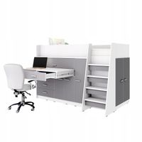 Łóżko piętrowe JSM1 antresola z biurkiem szary mat + materac Gratis!