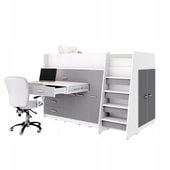 Łóżko piętrowe JSM1 antresola z biurkiem szary mat + materac Gratis!