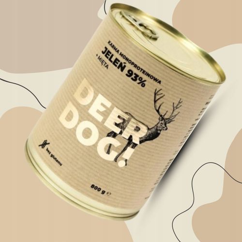 Mokra karma dla psa Deer Dog JELEŃ + MIĘTA puszka 800 G PREMIUM 93% MIĘSA na Arena.pl