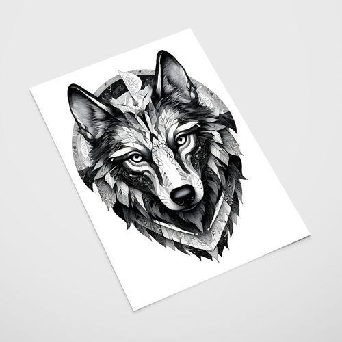 Plakat wilk tatuaż 40x50 cm na Arena.pl