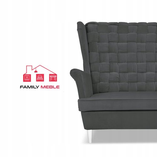 Zestaw wypoczynkowy Carol sofa fotele pufy paski Family Meble grafitowy na Arena.pl