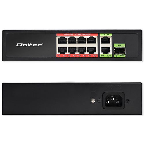 Qoltec Switch PoE 8x RJ45, 1000Mb, 120W, 1x SFP na Arena.pl