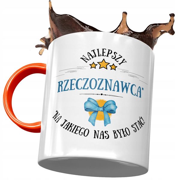 Kubek Pomarańczowy Dla Rzeczoznawcy Na Jakiego Nas Z Nadrukiem Ze Zdjęciem zdjęcie 1